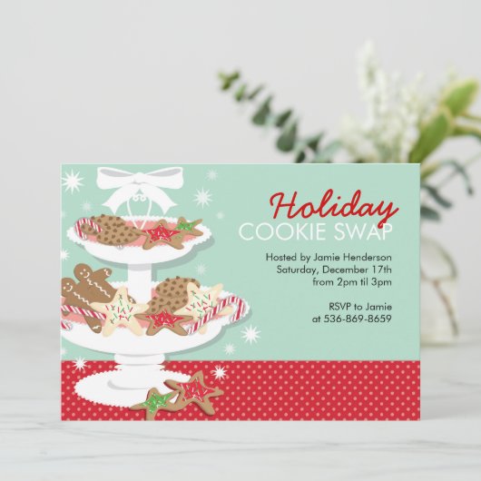 クリスマスパーティの招待状クッキーの交換 招待状 (スタンド正面)