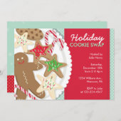 クリスマスパーティの招待状クッキースワップ 招待状 (正面/裏面)