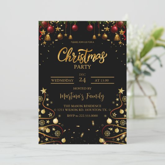 クリスマスパーティの招待状クリスマスホリデーパーティー 招待状 (スタンド正面)