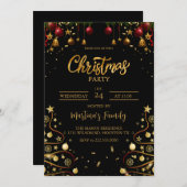 クリスマスパーティの招待状クリスマスホリデーパーティー 招待状 (正面/裏面)