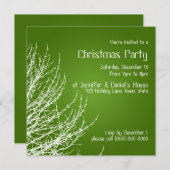 クリスマスパーティの招待状グリーンホワイト招待状 招待状 (正面/裏面)