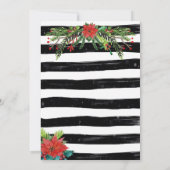 クリスマスパーティの招待状ストライプ、フローラ 招待状 (裏面)
