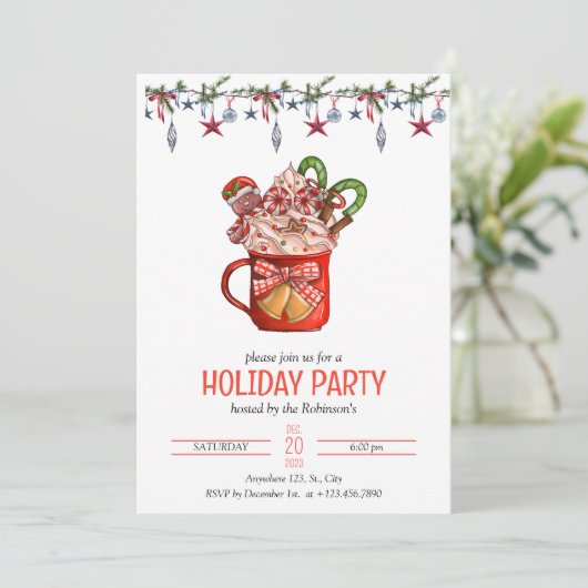 クリスマスパーティの招待状テンプレートホリデーパーティー 招待状 (スタンド正面)