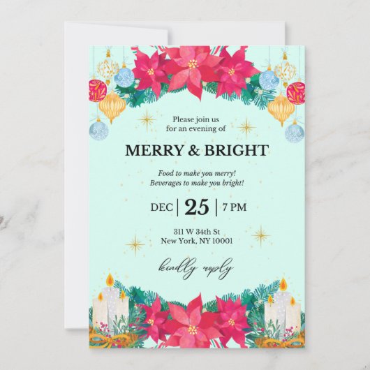 クリスマスパーティの招待状フェスティバルホリデイ シーズンカード (正面)