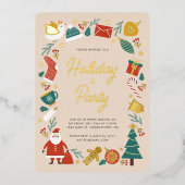 クリスマスパーティの招待状フォイルホリデーカード 箔シーズンカード (正面)