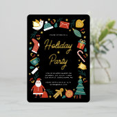 クリスマスパーティの招待状フォイルホリデーカード 箔シーズンカード (立ち正面)