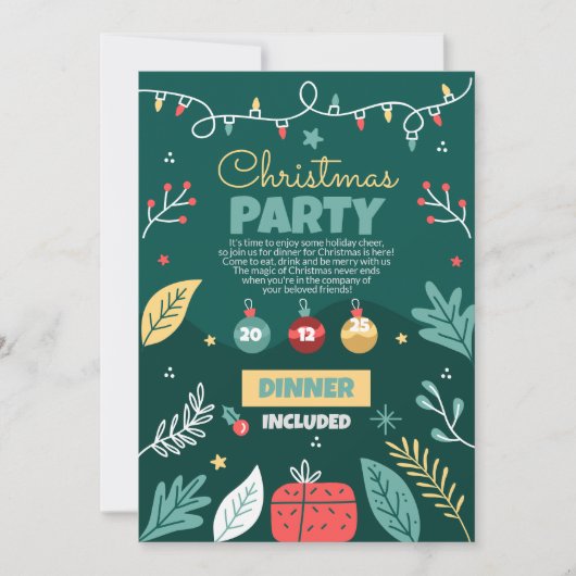 クリスマスパーティの招待状ホリデーパーティー 招待状 (正面)