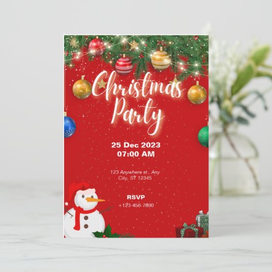クリスマスパーティの招待状ホリデーパーティー 招待状 (スタンド正面)