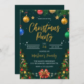クリスマスパーティの招待状ホリデーパーティー 招待状 (正面/裏面)