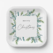 クリスマスパーティの招待状ボホスプルースアンドモミ ペーパープレート (正面)