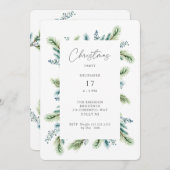 クリスマスパーティの招待状ボホスプルースアンドモミ 招待状 (正面/裏面)