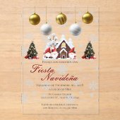 クリスマスパーティの招待状ポサダナビデーニャ アクリル招待状 (正面)