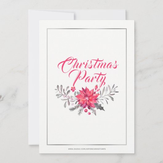 クリスマスパーティの招待状モダンタイポグラフィ 招待状 (裏面)