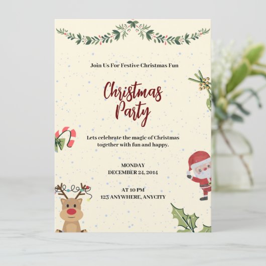 クリスマスパーティの招待状レター セーブザデート (スタンド正面)