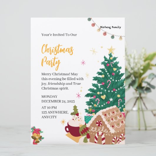 クリスマスパーティの招待状レター 招待状 (スタンド正面)