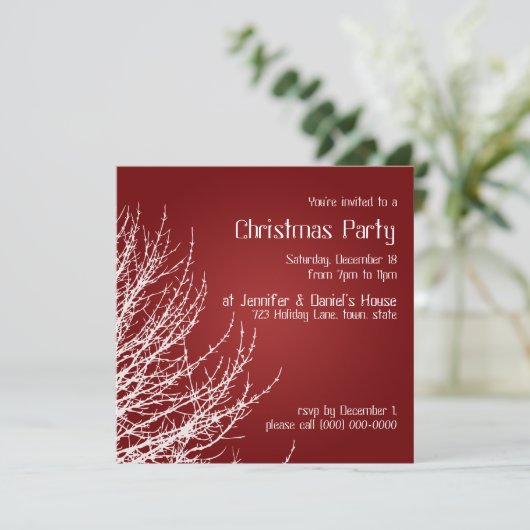 クリスマスパーティの招待状レッドホワイト招待状 招待状 (スタンド正面)