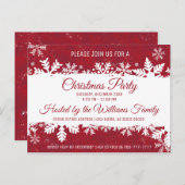 クリスマスパーティの招待状レッド素朴スノーフレーク シーズンポストカード (正面/裏面)