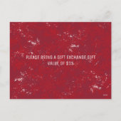 クリスマスパーティの招待状レッド素朴スノーフレーク シーズンポストカード (裏面)