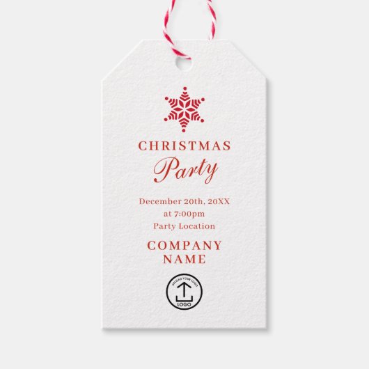 クリスマスパーティの招待状企業のビジネスロゴ ギフトタグ (正面)
