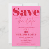 クリスマスパーティの招待状日付をピンク色で保存 招待状 (正面)