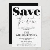 クリスマスパーティの招待状日付を保存する黒 招待状 (正面/裏面)