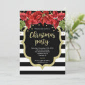 クリスマスパーティの招待状白黒金ゴールド 招待状 (スタンド正面)