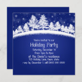 クリスマスパーティの招待状青と白 招待状 (正面/裏面)