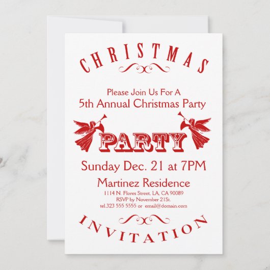 クリスマスパーティの招待状類型デザイン 招待状 (裏面)