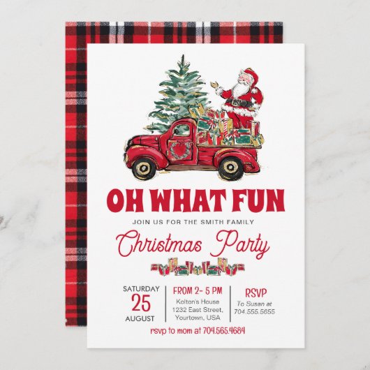 クリスマスパーティの招待状、ああ何おもしろい招待状 招待状 (正面/裏面)