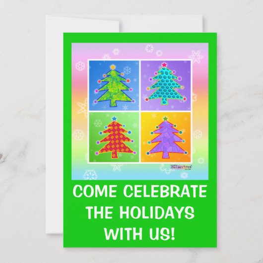 クリスマスパーティの招待状-アポップ・アートのートクリスマストリ 招待状 (正面)