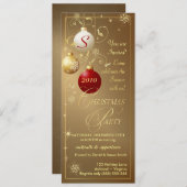 クリスマスパーティの招待状·エレガント金ゴールド·モノグラム 招待状 (正面/裏面)