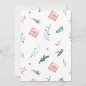 クリスマスパーティの招待状 – ギフト、ベリー、ホリー 招待状 (裏面)