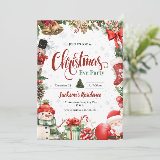 クリスマスパーティの招待状、クリスマスイブディナー シーズンカード (スタンド正面)