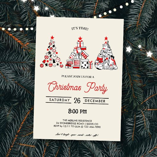 クリスマスパーティの招待状 | クリスマスツリー 招待状
