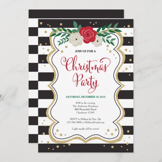 クリスマスパーティの招待状、クリスマスパーティー招待状 招待状 (正面/裏面)
