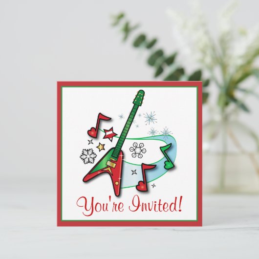 クリスマスパーティの招待状:クリスマスロックギター 招待状 (スタンド正面)