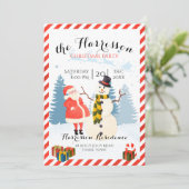 クリスマスパーティの招待状(サンタと雪だるま) 招待状 (スタンド正面)