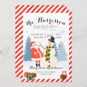 クリスマスパーティの招待状(サンタと雪だるま) 招待状 (正面/裏面)