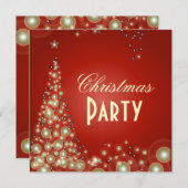 クリスマスパーティの招待状，シャンパンの泡 招待状 (正面/裏面)