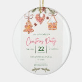 クリスマスパーティの招待状 セラミックオーナメント (左)