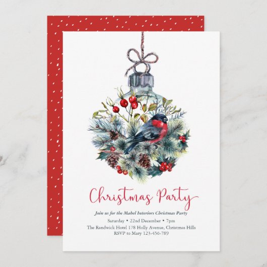 クリスマスパーティの招待状 | バーズボーブル 招待状 (正面/裏面)