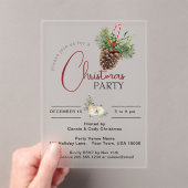 クリスマスパーティの招待状、パインコーン&キャンディーケーン アクリル招待状 (インサイチュ (ポータブル))