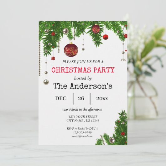 クリスマスパーティの招待状 | フェスティバルホリーデザイン 招待状 (スタンド正面)