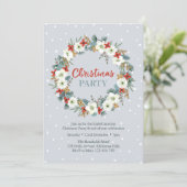 クリスマスパーティの招待状 |フローラリース青 招待状 (スタンド正面)