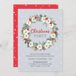 クリスマスパーティの招待状 |フローラリース青 招待状