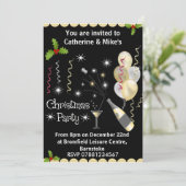 クリスマスパーティの招待状 – ブラック&金ゴールド 招待状 (スタンド正面)