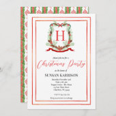 クリスマスパーティの招待状，モノグラムクリスマス 招待状 (正面/裏面)