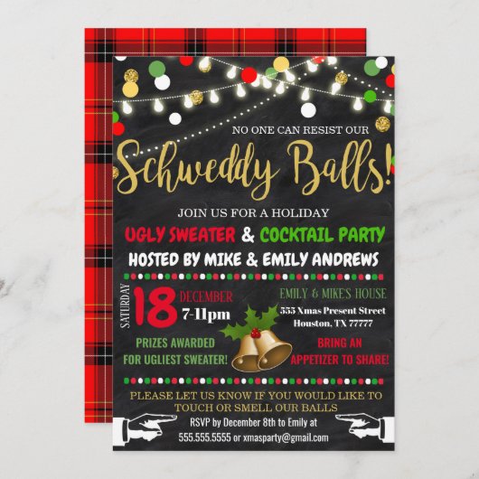 クリスマスパーティの招待状 招待状 (正面/裏面)