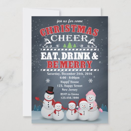 クリスマスパーティの招待状 招待状 (正面)