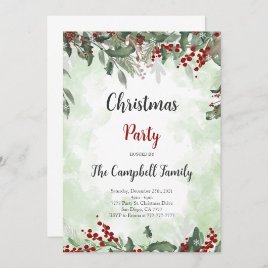 クリスマスパーティの招待状 招待状 (正面/裏面)